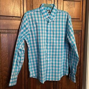 Lands' End Blue and Pink Checkered Shirt